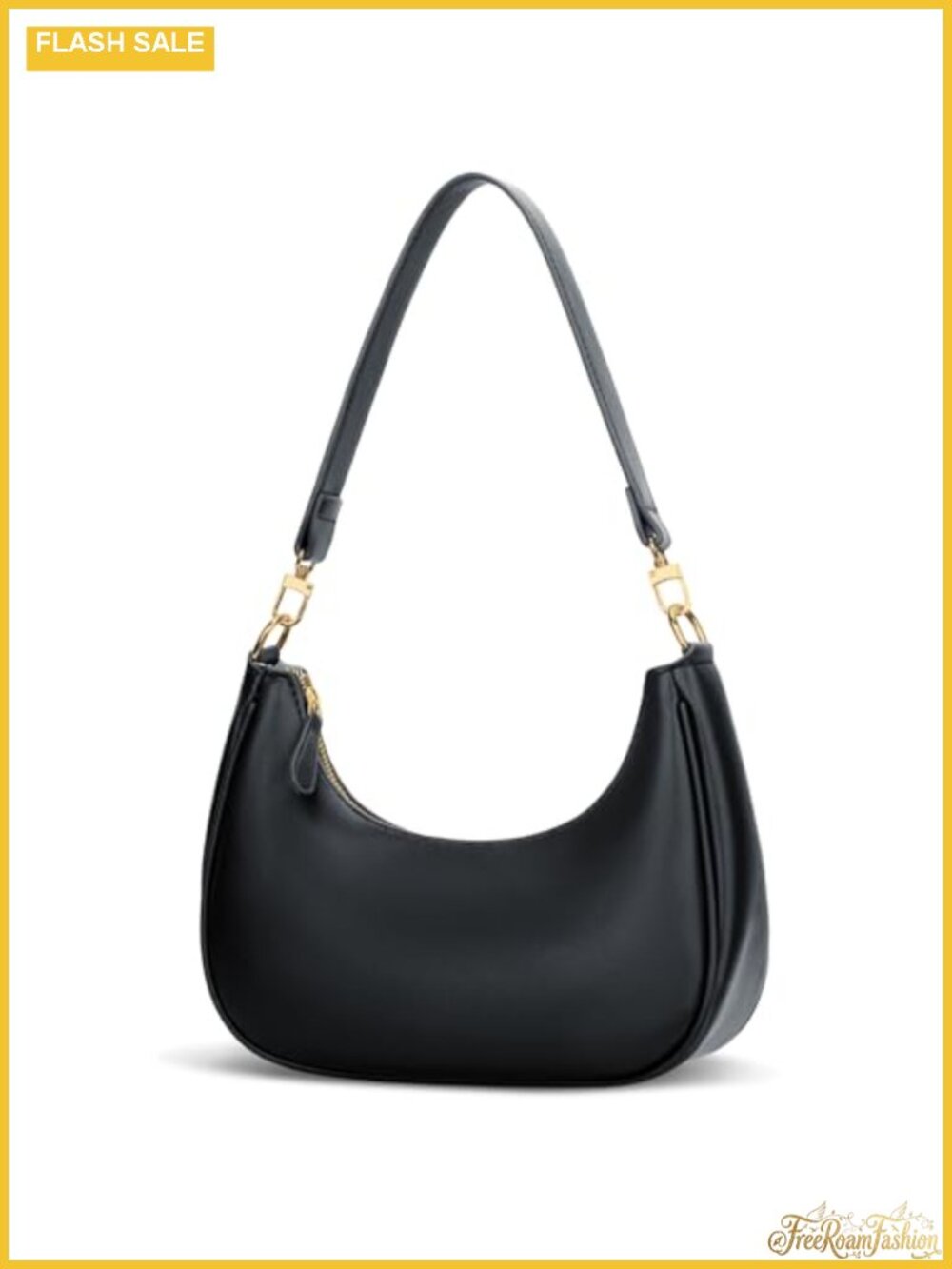Faux Leather Crescent Hobo Bag with Detachable Chain Purse